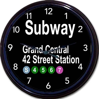 FUN AROUND THE CLOCK New York City Grand Central Station 42 Street Station Subway Sign Wall Clock 10"