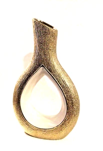 Jarrones de cerámica con textura dorada con inserto blanco - Imagen 1 de 1
