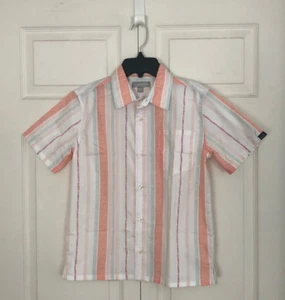 Boy's Lucky Brand Striped Camp Shirt in Papaya Punch Size M ~ NEW - Picture 1 of 7