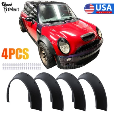 4PCS Car Fender Flares Extra Wide Flexible Wheel Arches Cover For Mini Cooper S - Image 1 of 4
