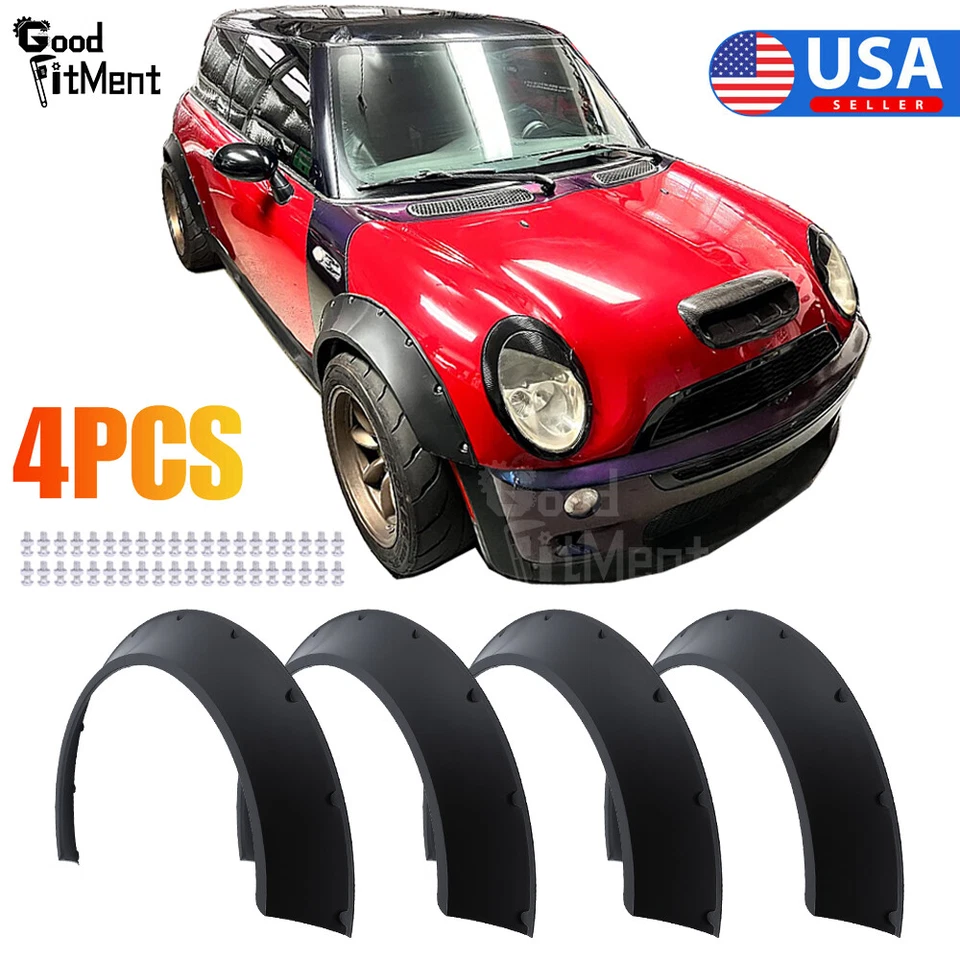 Cubierta de arco de rueda flexible extra ancha con llamaradas para guardabarros de coche 4 piezas para Mini Cooper S Foto 1 de 4