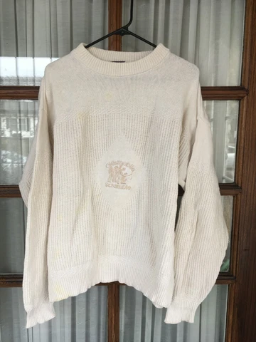 Vtg Alpha One Knit Golf Sweater Oldsmobile Scramble White Size Large Made in USA Cover
