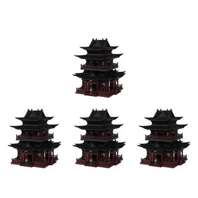  Miniature Asian Architectural Model Zen Garden Decor Chinese Building Sculpture - Image 1 of 4