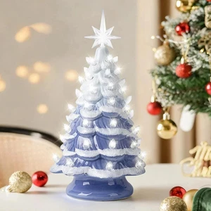 Albero di Natale in Ceramica Illuminato Senza Fili Vintage Decorazione Natalizia da Tavolo... - Foto 1 di 8