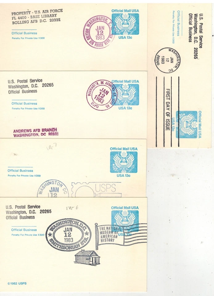 UZ2 EAGLE OFFICIAL MAIL POSTAL CARD SET OF 5 VARIOUS CANCELS - Image 1 of 1