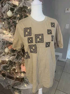 Футболка с логотипом Fendi — бежевая (S–M) - Изображение 1 из 4