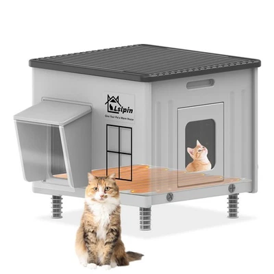 Heated Cat House for Outdoor Cats Insulated Weatherproof Shelter - Image 1 of 4