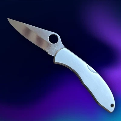 Spyderco Knives Delica 4 Lock Back Steel Straight Edge Vintage AUS-6 - Image 1 of 4