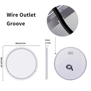 800MM Round LED Vanity Mirror RGB Color Changing Backlit Bathroom Mirror AntiFog - Picture 1 of 2
