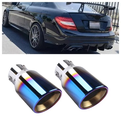 2x Exhaust Pipe Tip Rear Tail Throat Muffler Stainless For Mercedes Benz C63 Foto 1 de 4