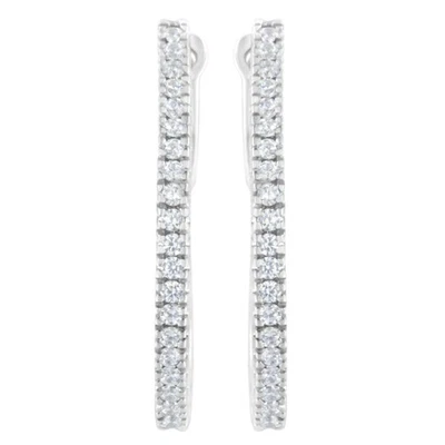10K White Gold 1/2 Carat Elegant Diamond Hoop Earrings For Women - Image 1 of 4