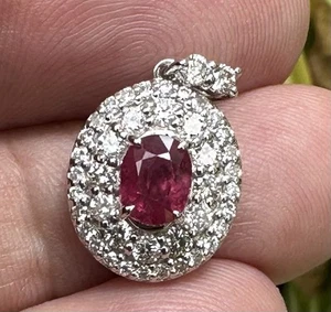 A Superb Unheated No Heat 1.21ct Burma Ruby & Diamond Pendant & GIA Certificate - Picture 1 of 15