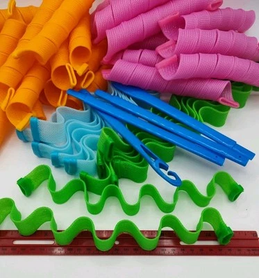 Lot Magic Curler HEATLESS HAIR CURLERS Rollers Spiral & Waves Styling Kit w/Hook - Image 1 of 4