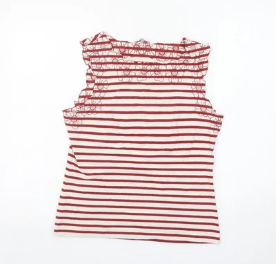 Marks and Spencer Per Una Red Striped Sleeveless Cotton Top Size 14 — 第 1/4 张图片