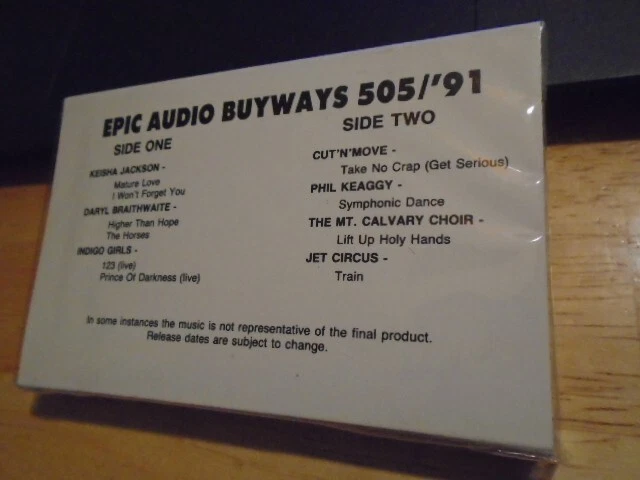 SEALED RARE PROMO Epic CASSETTE TAPE Daryl Braithwaite INDIGO GIRLS Jet Circus - Image 1 of 1