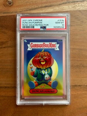 2021 GARBAGE PAIL KIDS CHROME 4 153B DUNCAN PUMPKIN ROSE GOLD REFRACTOR PSA 10 - Image 1 of 2