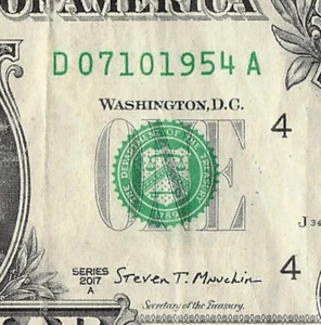 JULY 10 1954 Date Note Fancy Serial Number One Dollar Bill 07 10 1954 - Picture 1 of 11