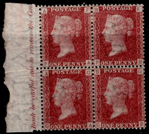 GB QV SG44, 1d See-Red PLATE 154, M NEUWERTIG. Katze 280£+++ RANDBLOCK 4er - Bild 1 von 1