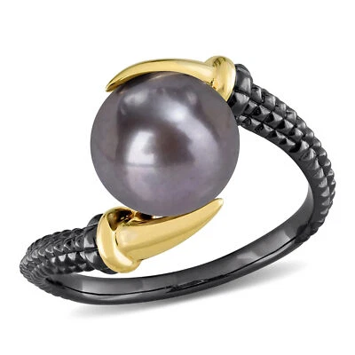 Amour Men's Black Rhodium Plated Yellow Silver Black Freshwater Pearl Ring - Image 1 of 4