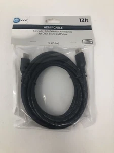 ONN 12 Ft HDMI Cable with High Speed Ethernet Sound Picture New Sealed A/V NIP - Picture 1 of 2