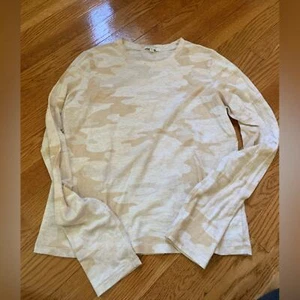 Z Supply Beige Camo Long Sleeve Cropped Tee Shirt Size Small - Picture 1 of 5