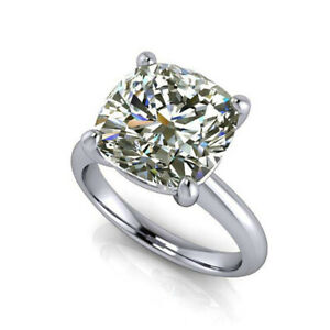 3.11 Ct Cushion Near White Moissanite Diamond Engagement Ring .925 Silver Ring