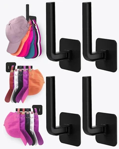 Hat Rack for Hat Storage (4-Pack), Multi-Purpose Hat Organizer, Strong Adhesive - Picture 1 of 12