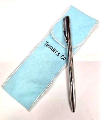 Bolígrafo Tiffany & Co. Elsa Peretti lágrima plateada con bolsa Foto 1 de 4