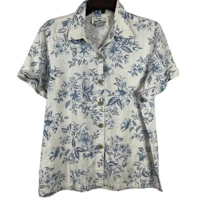 Camisa de lino manga corta abotonada Erin London para mujer talla L - Imagen 1 de 6