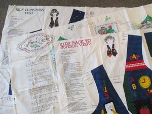Lot 3 Childs Size Vest Fabric Panel Back to School Bunny Christmas Themes - Picture 1 of 10