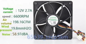 Antminer S9,S7,D3,L3+ Fan 12V 2.7A 6600RPM 120x120x38mm 4pin Replace QFR1212GHE - Picture 1 of 4