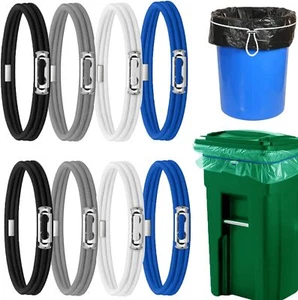 Trash Can Bands Set of 8 - Adjustable Large Garbage Can Elastic Bands - 4 Color - Picture 1 of 7