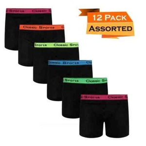 12 PAIR MENS BOXER NEON CLASSIC SPORTS SUPER SOFT COTTON SHORTS TRUNKS UNDERWEAR - Picture 1 of 1