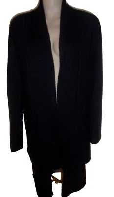 Daisy Fuentes Women's  Cardigan Black Knit Open Front Textured Detail Size XL - Image 1 of 4