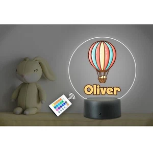 Personalised Kids Name Hot Air Balloon LED Neon Night Light Nursery Bedroom - Picture 1 of 4