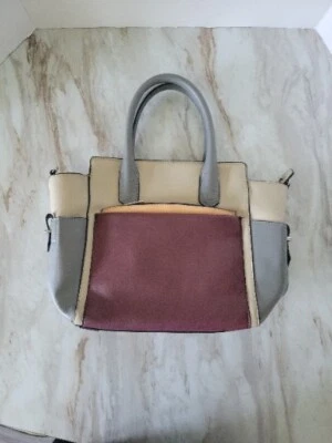 REED Дамская сумка серый, вино и желтовато-коричневый кожаный Atlantique цвет блок ручки - Изображение 1 из 4