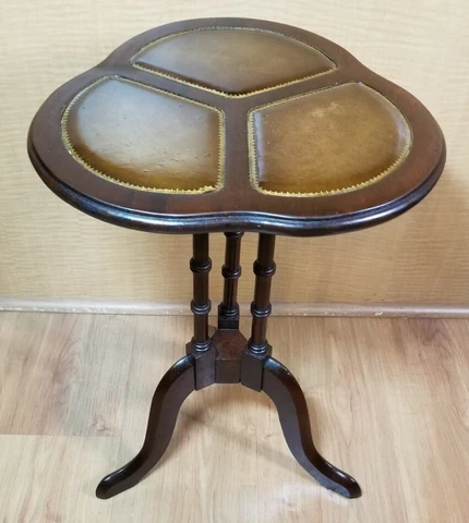 Vintage Victorian Mahogany Leather Clover Top Side Table Cover