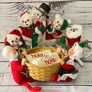 Lote Muñecas Annalee Vintage Cesta Navidad Santa Mrs Claus Noel Toallas Ratones Muñecas - Imagen 1 de 9