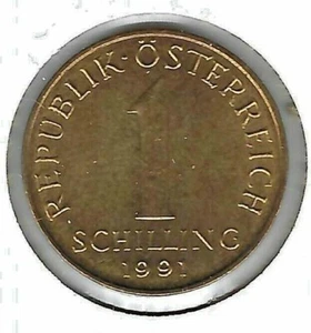 1991 Austria Uncirculated 1 Schilling Aluminum-Bronze Edelweiss Coin - Picture 1 of 2