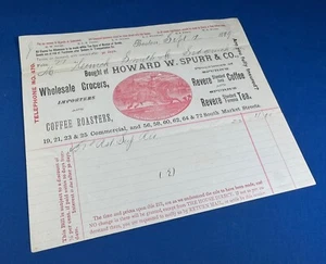 1891 Receipt Howard W. Spurr & Co. Grocer & Coffee Roaster  PAUL REVERE Billhead - Picture 1 of 10