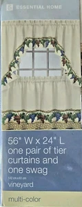 Essential Home Kitchen Tier Curtains and Swag - Vineyard Design - Picture 1 of 3