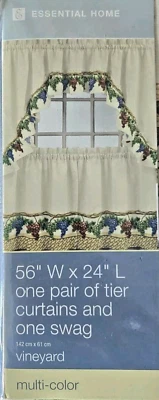 Essential Home Kitchen Tier Curtains and Swag - Vineyard Design - Image 1 of 3