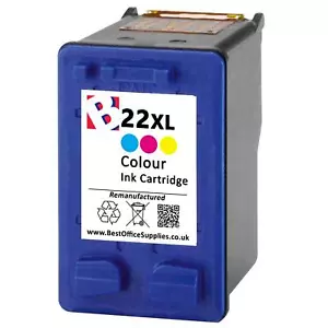 22 XL Colour Refilled Ink Cartridge For HP Deskjet F2280 Printers - Picture 1 of 5