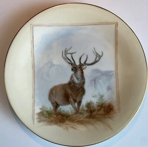 1889 Monarch of the Glen nach Landseer Porzellan bemalter Teller von EC Darby - Bild 1 von 6