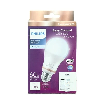 Philips 60W Smart Wi-Fi LED Dimmable 5000K Daylight, A19 - Image 1 of 4