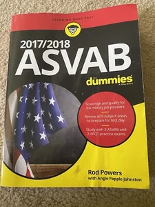 2017/2018 ASVAB for Dummies by Rod Powers W/Angie Papple Johnston - Picture 1 of 2