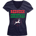 Redneck Christmas Deer Hunting Crosshairs Buck Target Go Juniors V-Neck T-Shirt