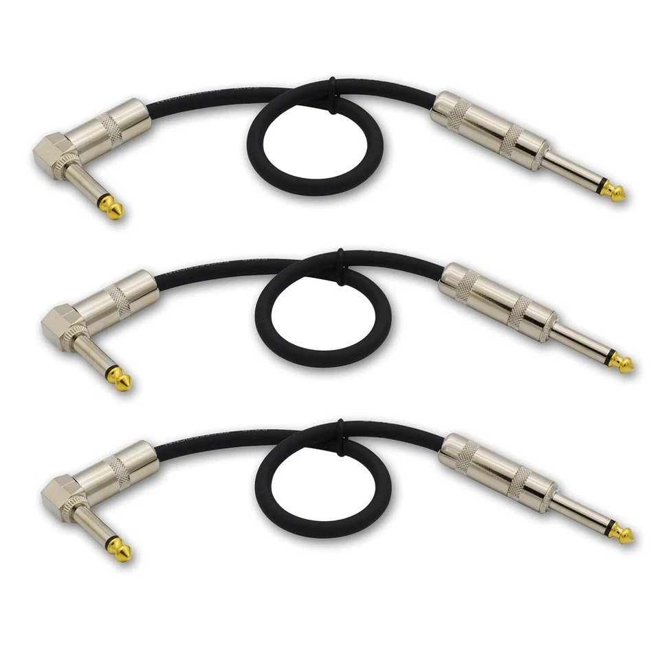 3,1 ft Right Angle to Straight 1/4" Plug for Guitar Instrument Patch Cable Cord - Image 1 of 4