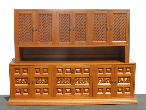 UNIQUE Vintage Mid Century Modern Teak & Wood Credenza Dry Bar Sideboard Cover