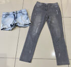 Girls grey distressed sparkly jeans Denim Co & Blue Jean Shorts By F&F 12-13 yrs